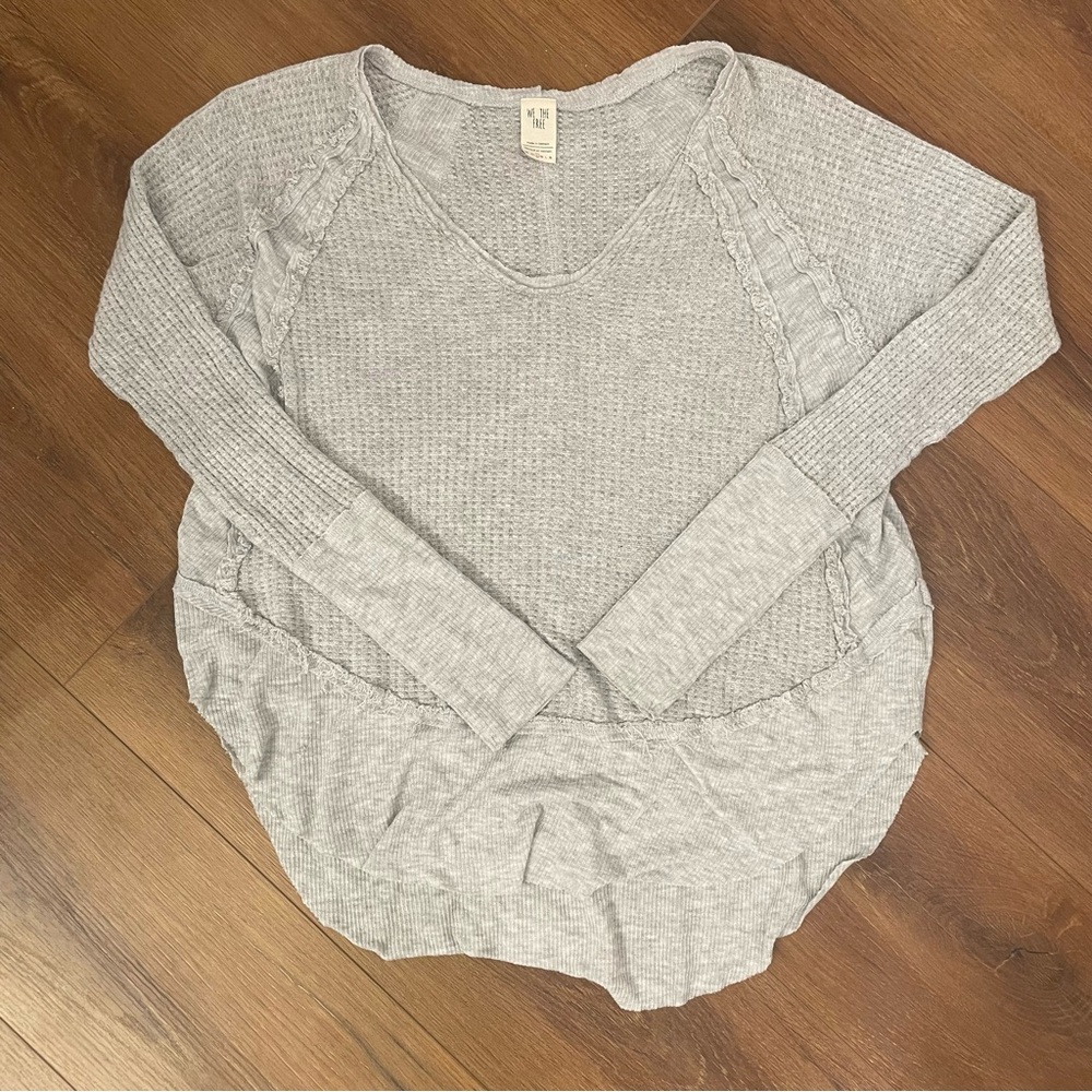 Free People We the Free Waffle Long Sleeve Top - Sz Small